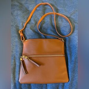 Faux Leather Tan Crossbody Bag